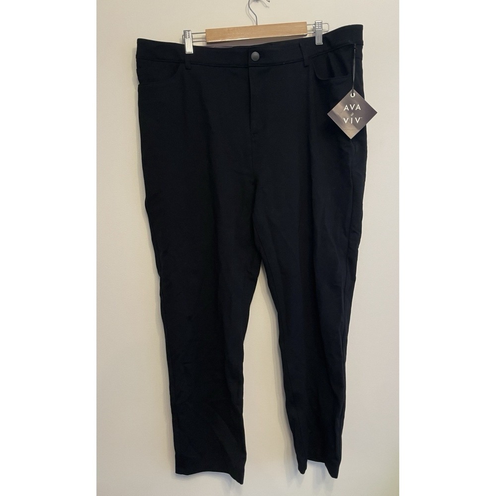 Ava & Viv Skinny High-Rise Comfort Waist Pants Women 20W Black Stretch New